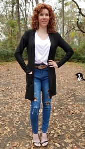 Black knit cardigan with pockets